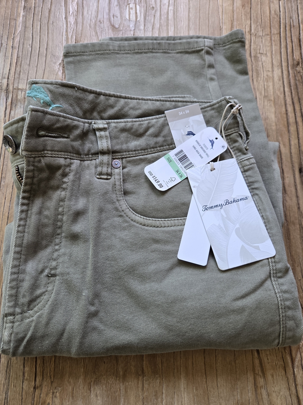 Tommy Bahama Olive Green Casual Jeans with Tags